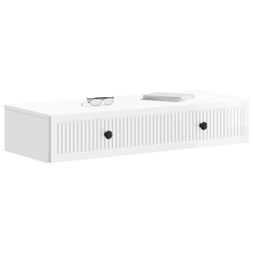 VidaXL vidaXL Wall-Mounted Side Table High Gloss White 87.5 x 34.5 x 17 cm 2