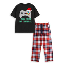 (11-12 Years) Show Me The Merch Short Sleeve Long Leg Pyjama Set (Unisex Kids Black)