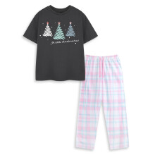 (3-4 Years) Show Me The Merch Short Sleeve Long Leg Pyjama Set (Unisex Kids Black)