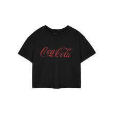 (Small) Coca Cola Cropped Short Sleeved T-Shirt (Womens Black)