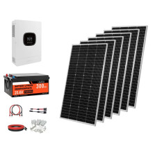Kit Solar Autônomo 1200 W 24 V-Duoku-com 6 Painéis Solares Monocristalinos de 200 W, Bateria LiFePO₄ 25,6 V 300 Ah