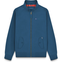 (L, Dark Blue) Lambretta Mens Shower Resistant Zipped Harrington Bomber Jacket Coat