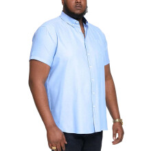 (2XL, Sky Blue) D555 Mens James Big Tall Kingsize Short Sleeve Button Down Collar Oxford Shirt