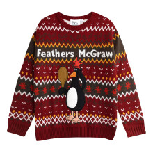 (XL, Red) Wallace and Gromit Unisex Adult Feathers McGraw Christmas Jumper