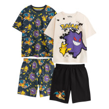 (5-6 Years, Multicoloured) Pokemon Boys Characters Short-Sleeved Short Pyjama Set (Pack of 2)