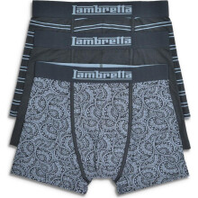 (2XL, Navy/Blue) Lambretta Mens 3 Pack Paisley & Stripe Boxer Shorts