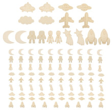 108 Pieces Outer Space Crafts Unfinished Wooden Cutouts Space Themed Favor Astronaut DIY Wood Painting Art Project