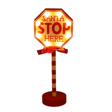 Christmas Vintage Lights North Pole Sign LED Light Street Sign Christmas Wooden Tabletop Decoration Christmas Decor A