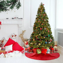 Petite Jupe D'Arbre de Noël, Jupe D'Arbre à Paillettes de 36 Pouces pour Tapis D'Arbre de Noël Scintillant pour Décorations de Noël Rouge