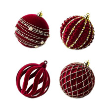 Christmas Balls Ornaments Wine Red Flocking Christmas Tree Decoration New Year Christmas Spheres D