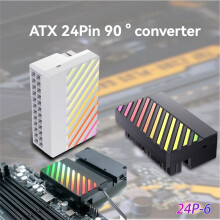 ATX 24Pin ARGB Adapter 90Converter 24PIN RGB Power Cord Adapter for 24PlN Motherboard Power Supply White