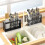 Multifunctional Chopsticks and Spoon Storage Rack Automatic Drain Cutlery Rack Kitchen Storage Tool Black 6