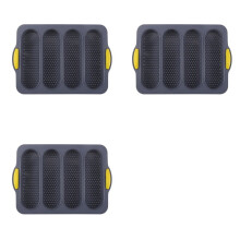 3X Silicone Loaf Pan Baking Pan for Baking French Baguettes/Hot Dog Buns,Nonstick &Easy Clean&Heat Resistant,Grey