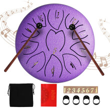 6 Inch Steel Tongue Drum 11 Notes Musical Instrument Set, Outdoor Rain Drum with Stand, Mallets & Finger Sleeves for Kids Adults Meditation