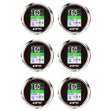 6X Marineboot Auto GPS Tachometer Digital mit GPS Antenne für Motoryacht TFT Bildschirm Wasserdicht Kilometerzähler Schwarz & Silber