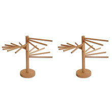 2X Wood Pasta Dryer Rack, Collapsible Spaghetti Noodle Dryer, Pasta Hanger Rack with 16 Suspension Rods