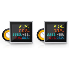 2X Energiemessgerät, AC 50-300 V 100 A, -Leistungsmonitor 6-in-1, LCD-Display, Voltmeter, Amperemeter, Wattmeter, Frequenztester mit CT