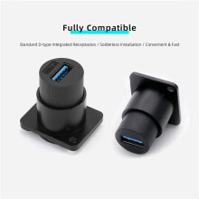 10Pcs D Type Metal USB3.0 Socket Female to Female USB 3.0 Connector D-Type USB Panel Mounting Solderless Signal Coupler