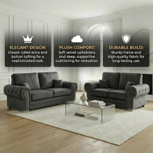 (Fabric Swatch, Seal Grey Naples) Verona 3 & 2 Seater Sofa Set 2,3 Seater Sofa Living Room Upholstered Plush & Naples