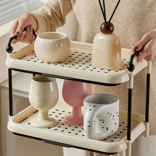 Drain Cup Holder Entrance Storage Rack Space Saving Storage Rack Double Cup Holder 2