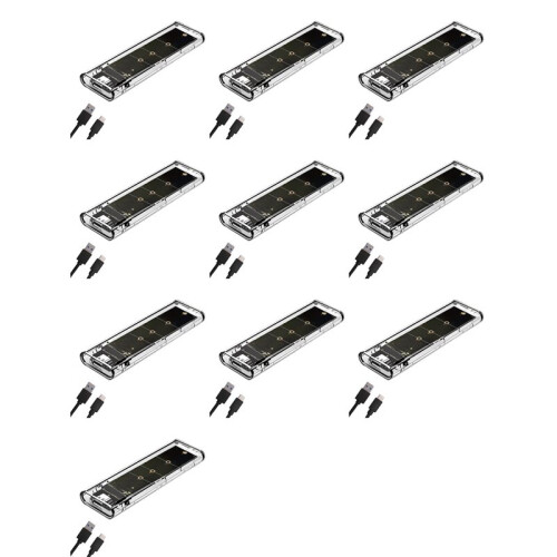 10X M.2 NGFF  Dual Protocol SSD Case Clear USB Type C 10Gbps PCI-E M2 SSD Transparent Enclosure Hard Disk Box