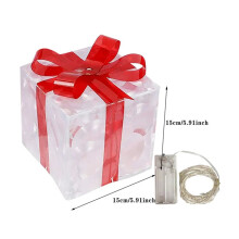 3X Leuchtende Weihnachtsgeschenkbox, Dekoration, Ornament mit Schleife, Beleuchtungsbox, Außenbeleuchtung, Weihnachten 2024, Heim- und Hofdekor, B