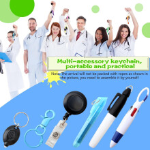 72 Pcs Badge Reel Pen Retractable Shuttle-Pens Set with Highlighter Permanent Pen LED Flashlight