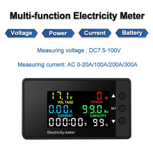 6-In-1 Voltmeter Ammeter 7.5-100V Wattmeter LED Digital Electric Meter Multifunctional Voltage Current Meter 0-100A