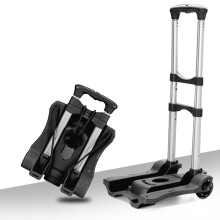Small Foldable Trolley, Foldable Luggage Trolley, Lightweights Portable Trolley for Mobile Airport Travel Use Black