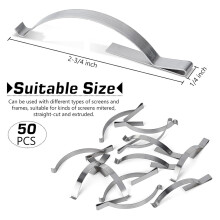 50 Pcs Window Screen Tension Spring, Corner Mount Flat Window Spring Stainless Steel Window Screen Clip 2-3/4inch