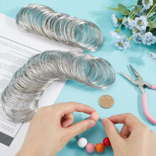 500 Loops Beading Jewelry Wire 22 Gauge Steel Memory Wire Bracelets Bulk Silver Cuff Bangle Findings for Jewelry Making