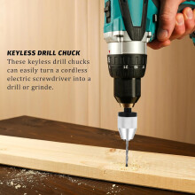Keyless Drill Chuck Bit, 2Pcs Drill Chuck Adapter with 10Pcs Drills,1/4 Inch Hex Shank Drill Chuck Fast Change Converter