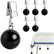 Paquet de 6 Poids de Nappe Robustes, Boules en Acier Inoxydable Extra Lourdes de 68 G avec Clips, pour Nappes, Rideaux, Etc.