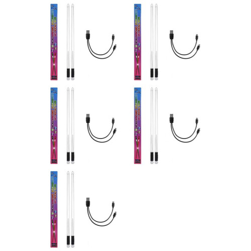 10x LED Light Emitting Drumsticks 15 Colour Gradient USB Rechargeable+ Electronic Drumsticks for Stage Performance