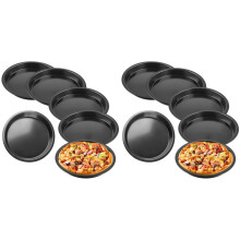 Juego de 12 Platos para Pizza, Platos Redondos para Pizza, Diámetro de 20 cm, Bandeja para Pizza de Acero, Revestimiento Antiadherente, No Tóxico y
