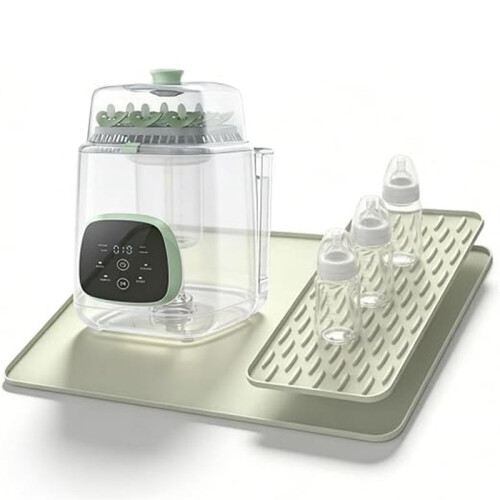 Sliding Tray Mat for Bottle Washer, Silicone Countertop Protector with Drip Drying Pad 1