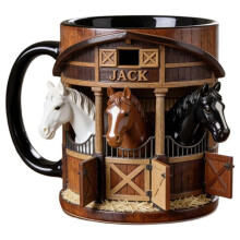 Mug de en Céramique de 11oz, Design de Cheval, Rétention de Chaleur, Parfait pour Latte, Jus & Bière, Cadeau pour Amateurs de Chevaux