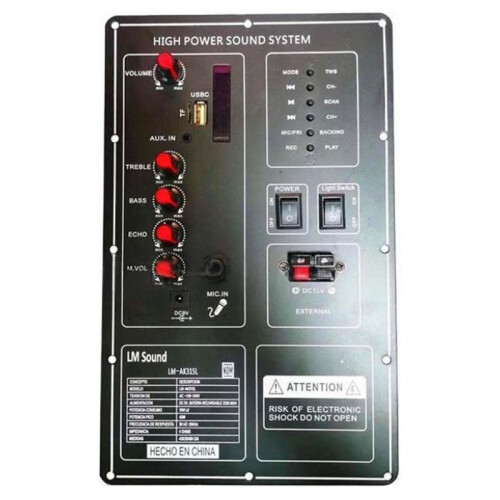 Placa Amplificadora Estéreo Digital  9V Microfone Amplificadores de Karaokê 15w+15w para Alto-Falante de 6-8 Polegadas Bateria de 7.4V