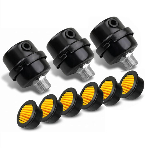 1/2" Thread Intake Silencer Filter, 20mm Metal Air Compressor Muffler with Replaceable Filter Element, Noise Reduction