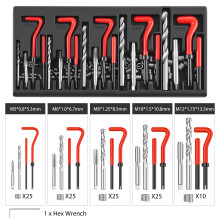 131pcs Metric Thread Repair Kit, HSS Wire Thread Inserts with Taps & Drill Bits for M5 M6 M8 M10 M12 Stripped Holes