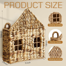 Wicker Magazine Holder Wall Basket Hanging Wall Mount Mail Rack Holder Storage,for Books & Files with Handle Home