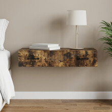 vidaXL Wall-Mounted Side Table Smoked Oak 87.5 x 34.5 x 17 cm