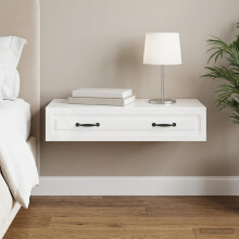 vidaXL Wall-Mounted Side Table High Gloss White 87.5 x 34.5 x 17 cm