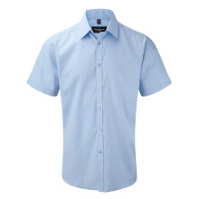 (16, Light Blue) Russell Mens Short Sleeve Herringbone Work Shirt