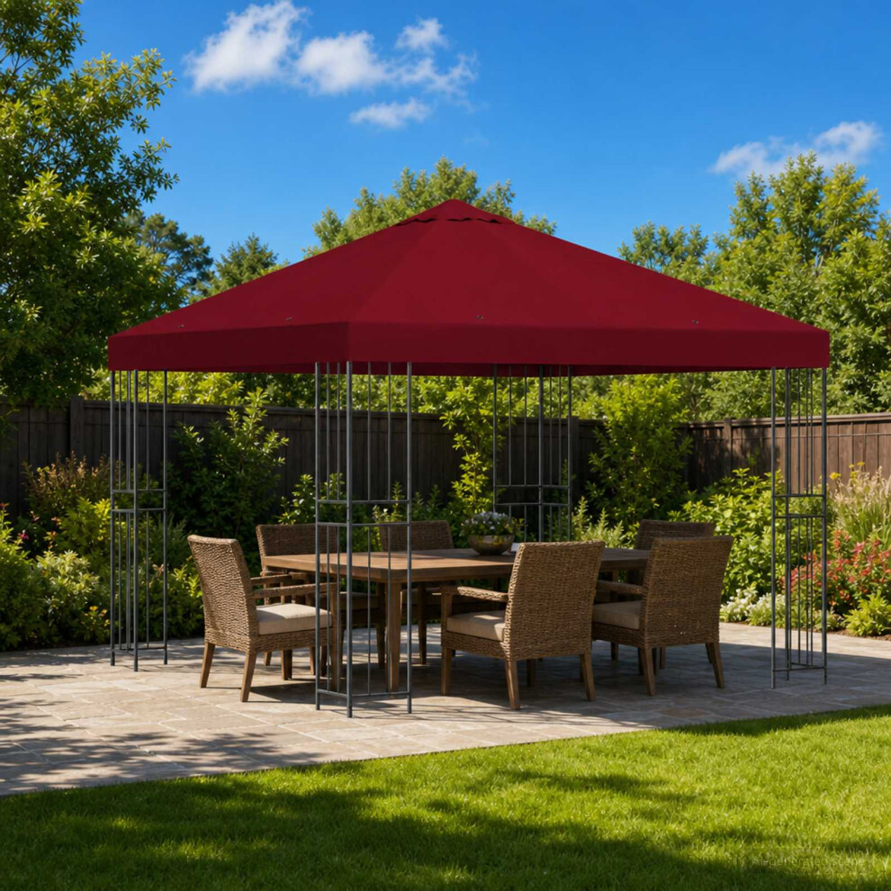 Vidaxl Gazebo 3 X 3 M Burgundy Polyester And Steel 190 Gsm