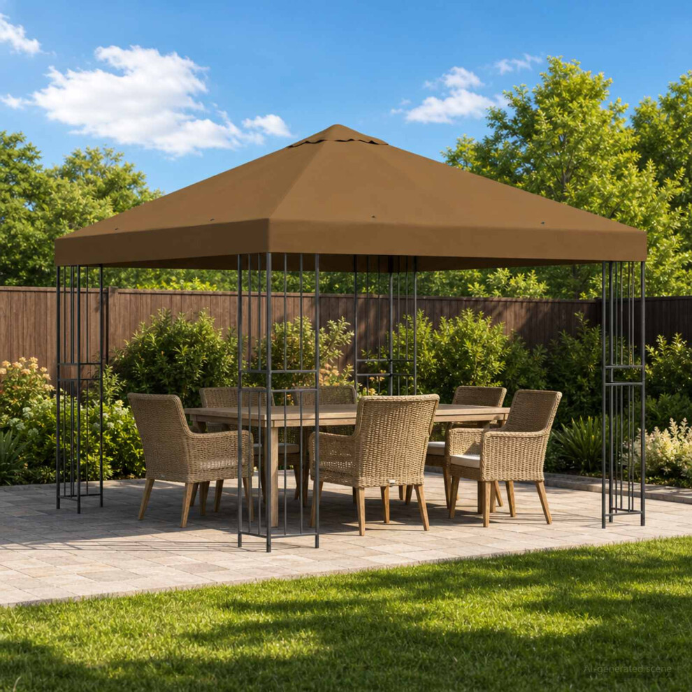 Vidaxl Gazebo 3 X 3 M Taupe Polyester And Steel 190 Gsm