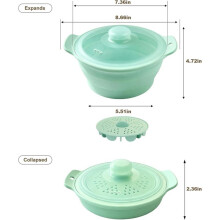 Cuiseur Vapeur en Silicone de 42 Oz avec Panier Vapeur, Cuiseur Pliable pour Cuire des Légumes, Fruits de Mer, Raviolis