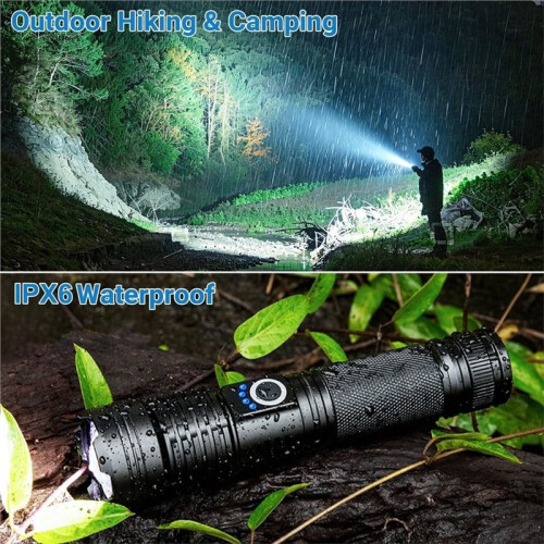 2pcs High-Power LED Flashlight, Ultra-Bright with 5 Modes, Perfect for Outdoor Camping. 2