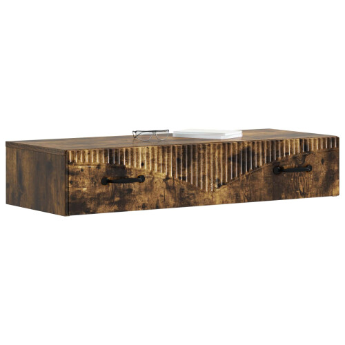 VidaXL vidaXL Wall-Mounted Side Table Smoked Oak 87.5 x 34.5 x 17 cm 2