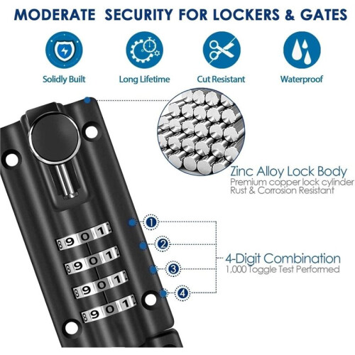 Combination Locking Bolt 4 Digit,Sliding Bolts- , Lockable Padbolt for Gate, Shed, Garage 1